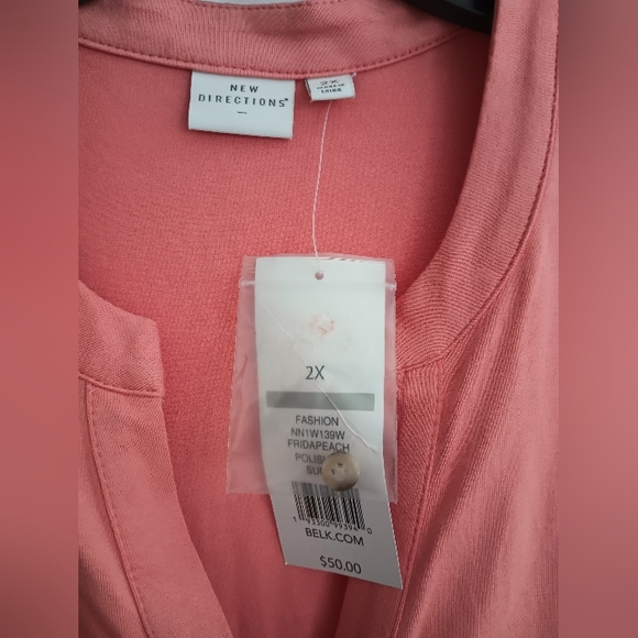 New Directions sleeveless casual plus size 2x top peach Nwt teired - Picture 3 of 3